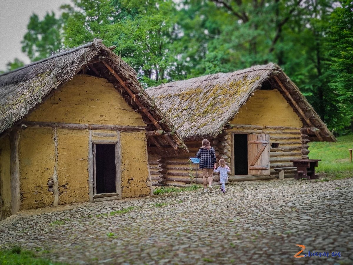 Skansen Archeologiczny w Trzcinicy Karpacka Troja - zrekonstrukowane chaty w grodzisku